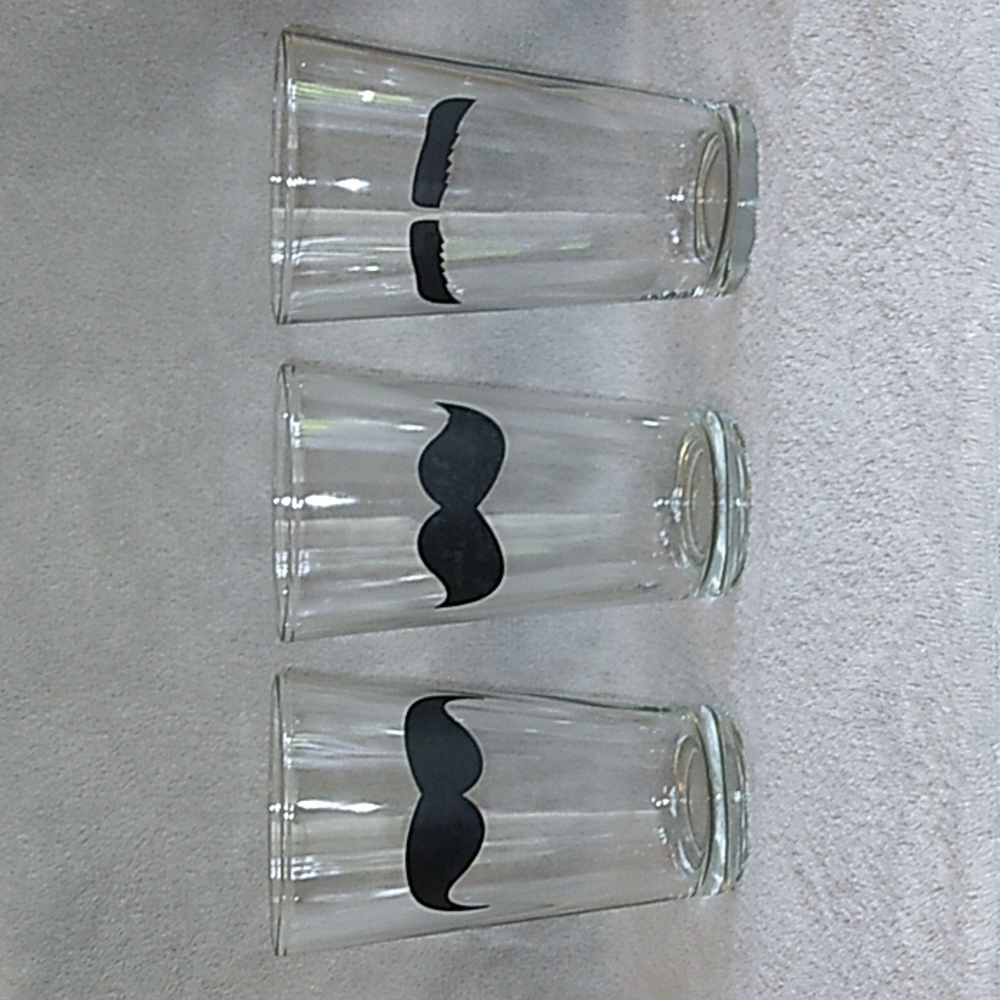 Trio of mustache pint glasses